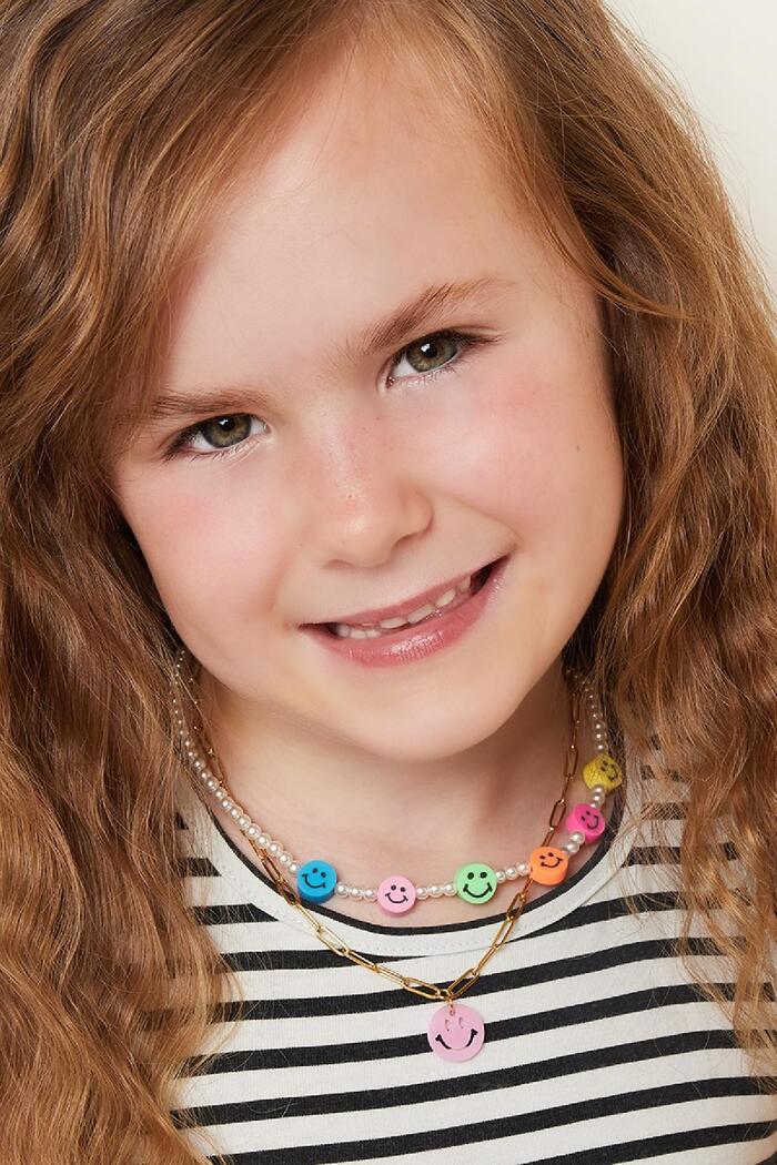 Niños - Collar Smiley Rosa& Oro Acero inoxidable Imagen2